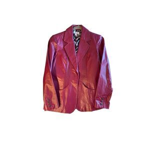 Denim and Company purple leather jacket with pockets size XS